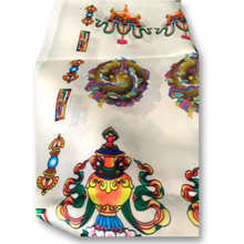 Load image into Gallery viewer, Multi-Coloured Auspicious Symbols Offering Scarf (Khata) - Premium 2.5m