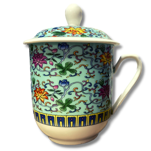 Light Blue Flower Tea Cup