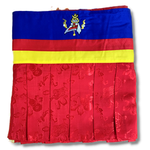 Load image into Gallery viewer, Shambu Eight Auspicious Symbol Ruffled Banner - Red - 1 m