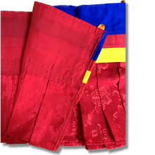 Load image into Gallery viewer, Shambu Eight Auspicious Symbol Ruffled Banner - Red - 1 m