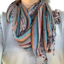 Load image into Gallery viewer, Multi-coloured Cotton Summer Scarf