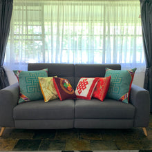 Load image into Gallery viewer, cushion cover maroon double vajra lounge example