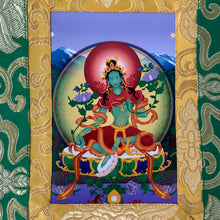 Load image into Gallery viewer, Mini Brocade Thangka - Green Tara