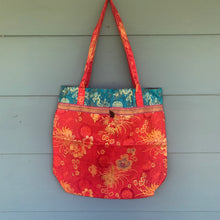 Load image into Gallery viewer, Tote Bag - Flower &amp; Shou Brocade ~ Red