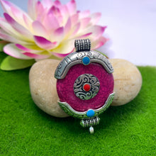 Load image into Gallery viewer, Round Amulet Pendant - Dark Purple