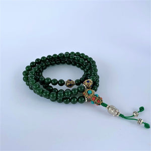 prayer beads mala jade stone 108 beads coiled