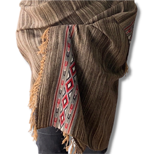 Load image into Gallery viewer, Yak Wool Shawl Caramel & Black