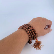 Load image into Gallery viewer, prayer beads mala sandstone sunstone 108 beads scale