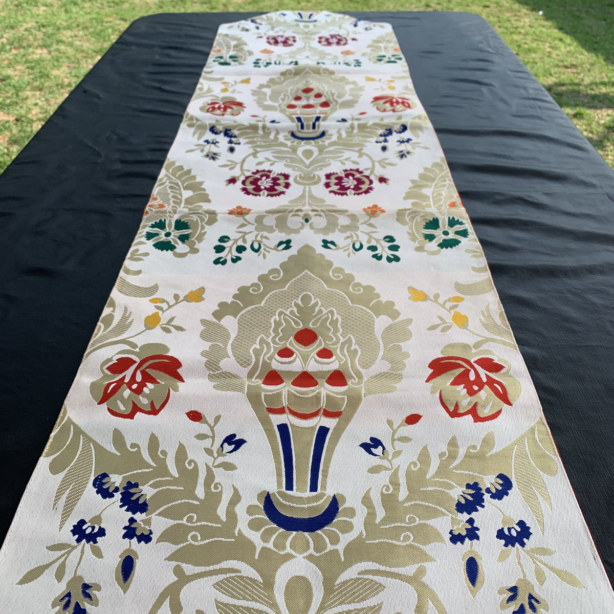 Table Runner/Altar Cloth Norbu White Tibetan Emporium