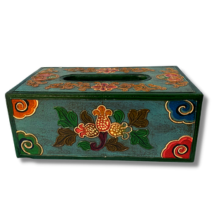 Tibetan Style Tissue Box Holder - Blue