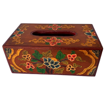 Load image into Gallery viewer, Tibetan Style Tissue Box Holder - Burnt Orange