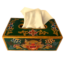 Load image into Gallery viewer, Tibetan Style Tissue Box Holder - Green
