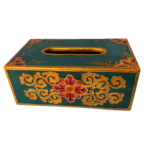Tibetan Style Tissue Box Holder - Teal