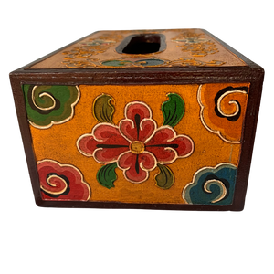 Tibetan Style Tissue Box Holder - Yellow