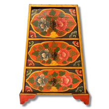 Load image into Gallery viewer, Tibetan Style Triangle 3 Drawers Side Table - Orange