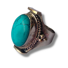 Load image into Gallery viewer, Tibetan Turquoise Howlite Dress Ring