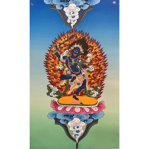 Black Manjushri - Hand-painted Thangka - Version 2