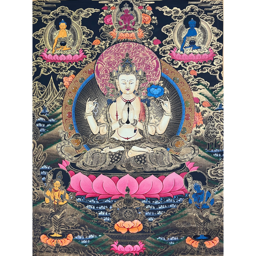 Chenrezig - Hand-painted Thangka