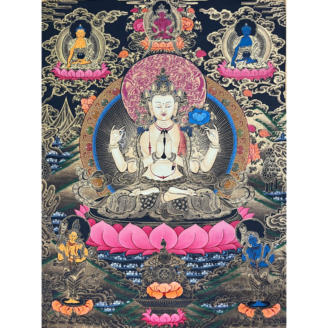 Chenrezig - Hand-painted Thangka