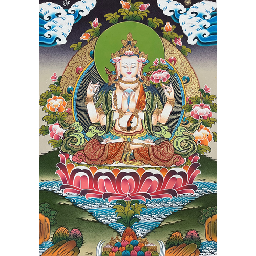 Chenrezig - Hand-painted Thangka