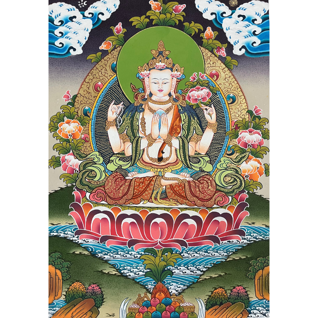 Chenrezig - Hand-painted Thangka