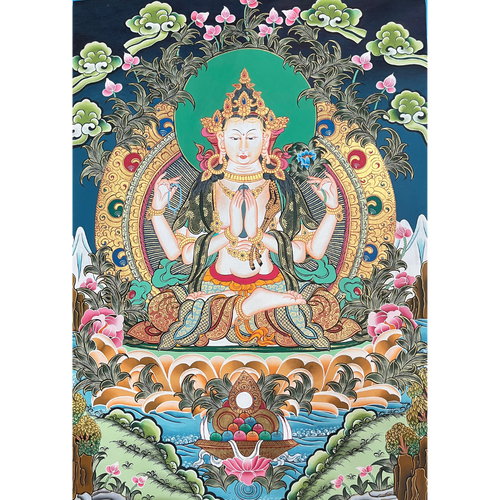 Chenrezig - Hand-painted Thangka