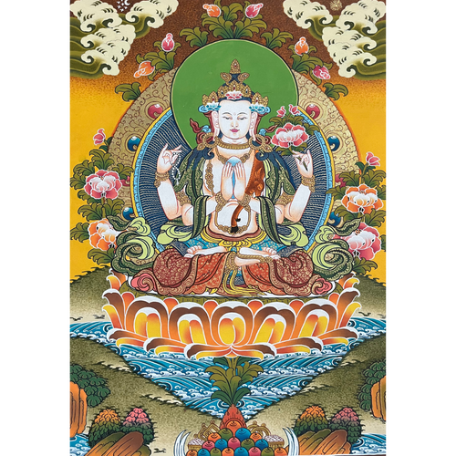 Chenrezig - Hand-painted Thangka