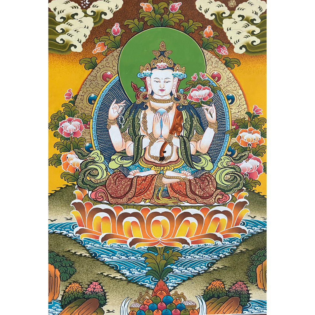 Chenrezig - Hand-painted Thangka