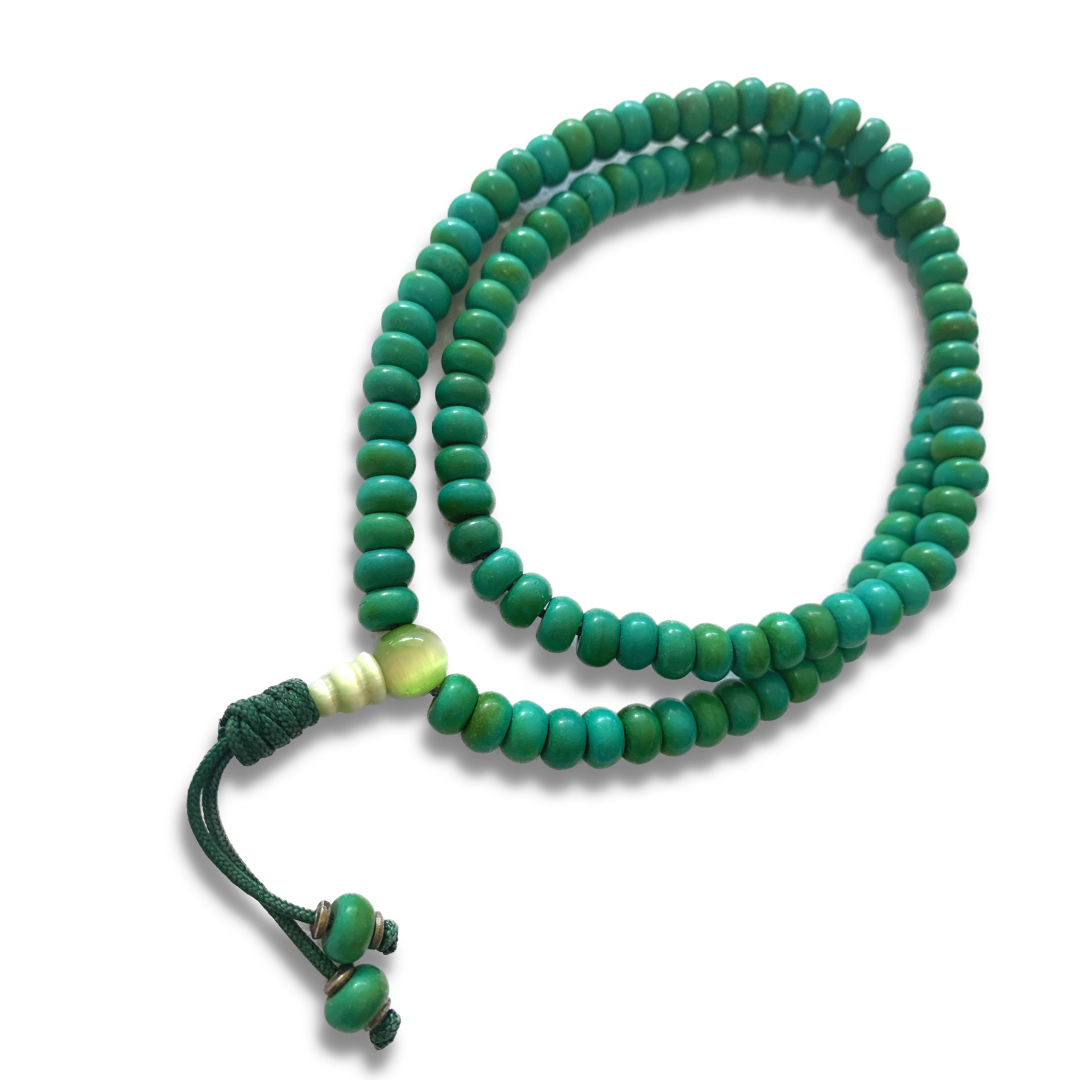 Faux Turquoise Prayer Bead Mala Flat Beads