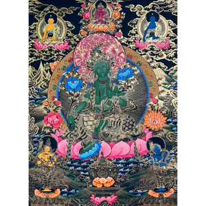 Green Tara - Hand-painted Thangka