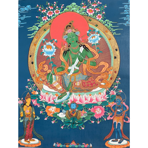 Green Tara - Hand-painted Thangka