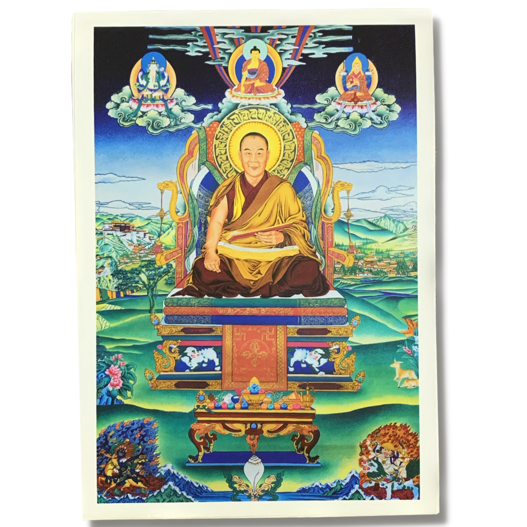 His Holiness the Dalai Lama Card - Thangka Style