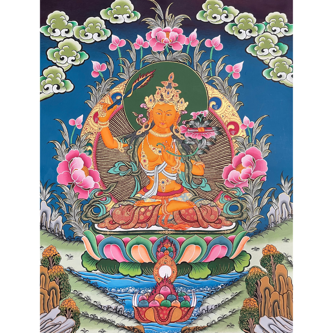 Manjushri - Hand-painted Thangka