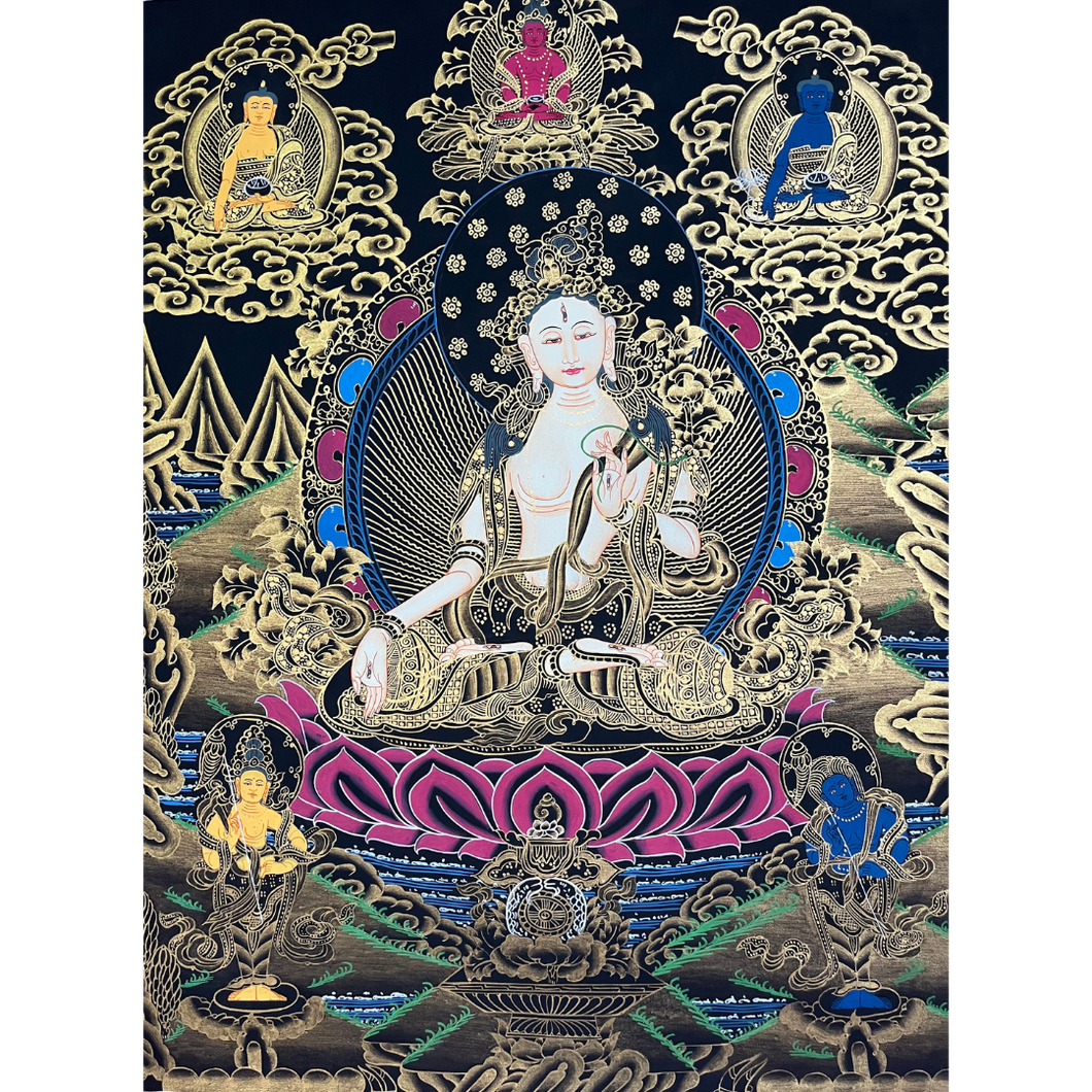 White Tara - Hand-painted Thangka