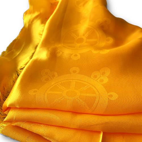 Yellow Auspicious Symbols Offering Scarf (Khata) 2.5m