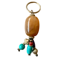 Load image into Gallery viewer, Tibetan-Style Amber Colour Beaded Keyring