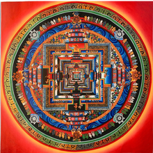 Load image into Gallery viewer, Intricate Tibetan Buddhist Mandala – Hand-Painted Traditional Thangka Art | 36 × 36 cm