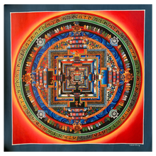 Load image into Gallery viewer, Intricate Tibetan Buddhist Mandala – Hand-Painted Traditional Thangka Art | 36 × 36 cm