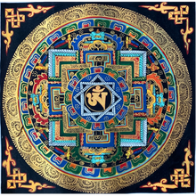 Load image into Gallery viewer, Tibetan OM Mandala – Traditional Hand-Painted Buddhist Canvas Artwork | 29 × 29 cm