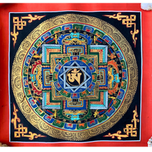 Load image into Gallery viewer, Tibetan OM Mandala – Traditional Hand-Painted Buddhist Canvas Artwork | 29 × 29 cm