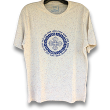 Load image into Gallery viewer, Blue Double Vajra Print on White Flecked T-Shirt