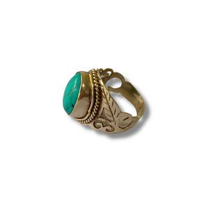 Turquoise Howlite Leaf Finger Ring