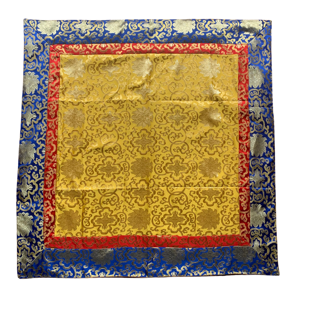 Lotus Brocade Altar/Table Cloth - Yellow, Red & Blue