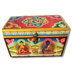 Tibetan Treasure Box - Buddha Box - Golden Wheel