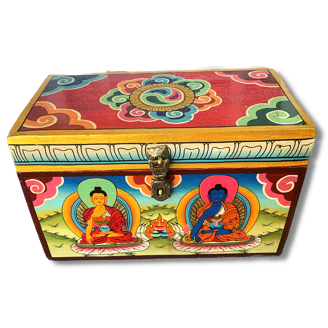 Tibetan Treasure Box - Buddha Box - Golden Wheel