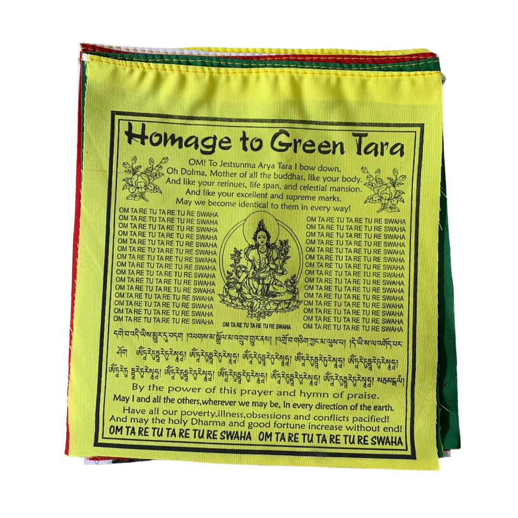 Green Tara Prayer Flags -English