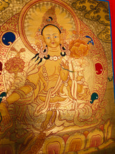 Load image into Gallery viewer, Green Tara Thangka - Gold Coloured