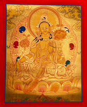 Load image into Gallery viewer, Green Tara Thangka - Gold Coloured
