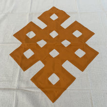 Load image into Gallery viewer, table cloth square endless knot dark yellow close up