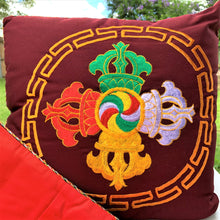 Load image into Gallery viewer, cushion cover maroon double vajra front
